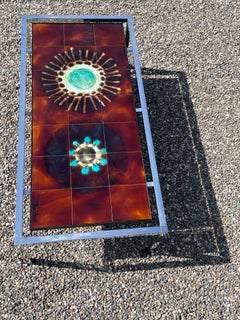 Vintage Rectangular tiled coffee table - Juliette Belarti Unique brutalist table