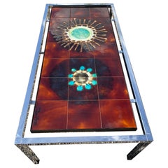 Table basse rectangulaire à carreaux vintage Juliette Belarti Table brutaliste unique