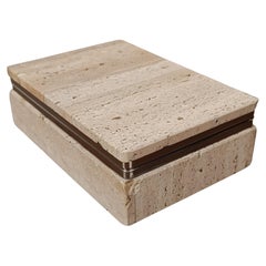 Vintage Rectangular Travertine Box in the style of Fratelli Mannelli Italy 1970s