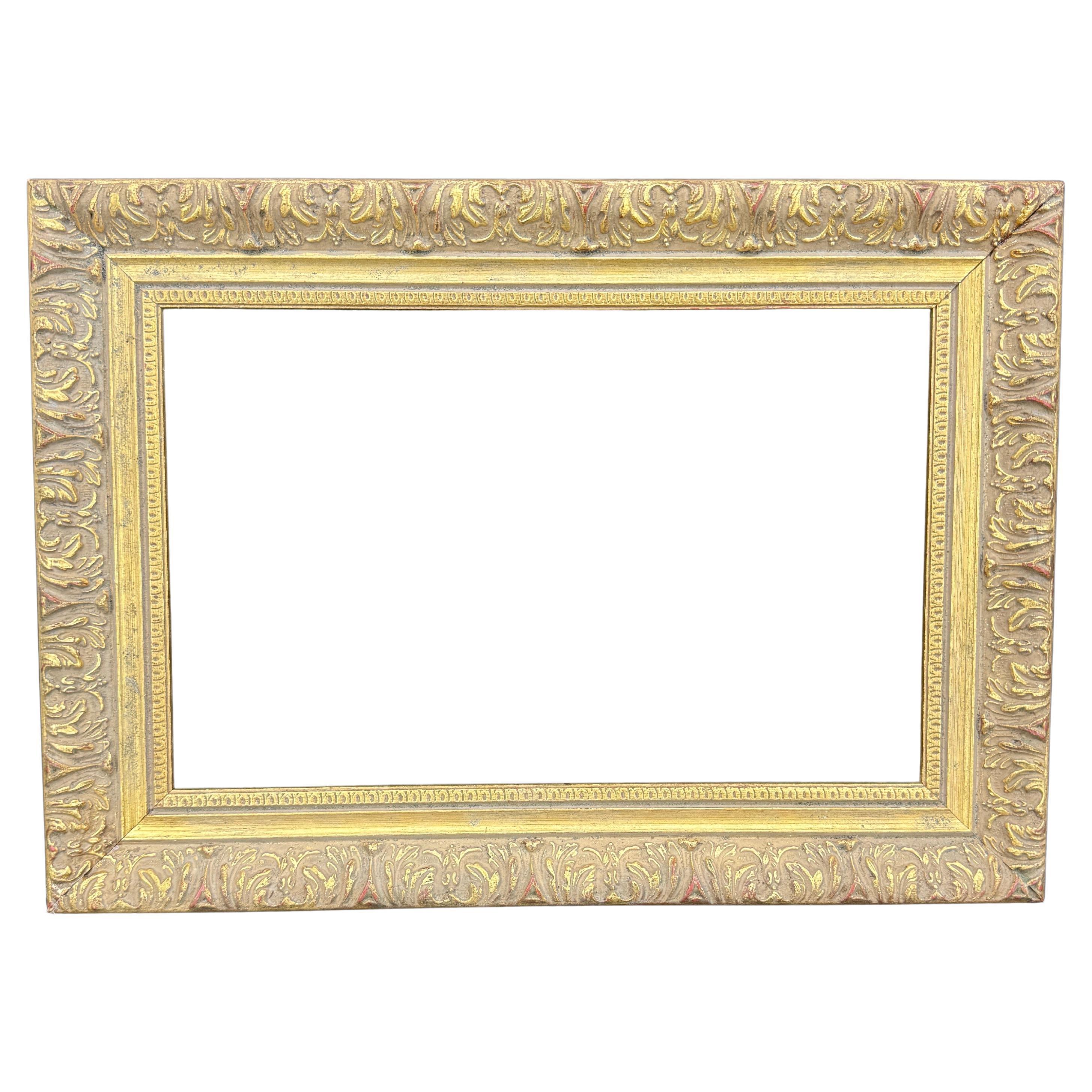 Vintage Rectangular Wood Gilt Gold Ornate Art Frame