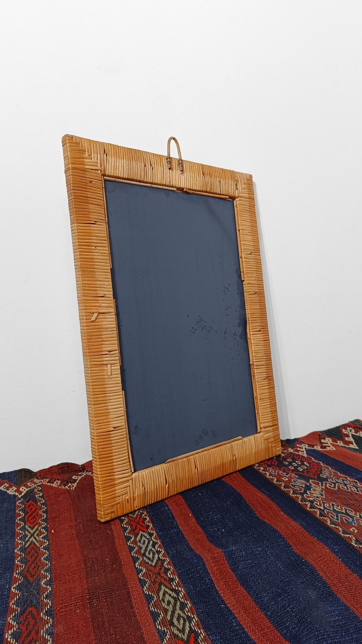 Vintage Rechteckiger Spiegel aus geflochtenem Rattan und Weide im Art Deco Stil im Angebot 6