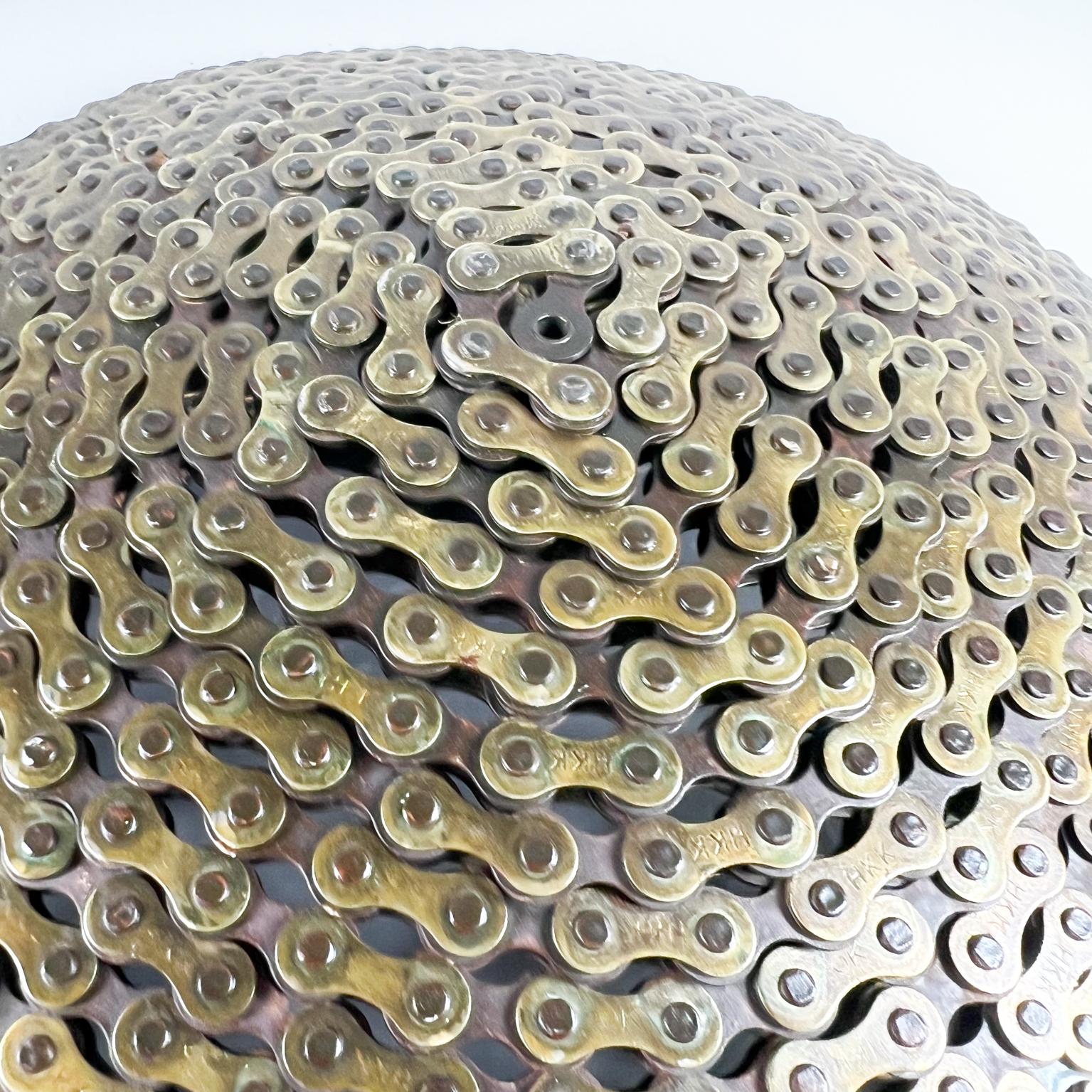 Vintage Recycled Art Handmade Bike Chain Bowl Modern Design For Sale 3
