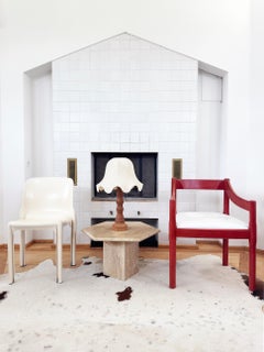 Vintage Red 1970s Vico Magistretti "Carimate" Accent Armchair Chair for Cassina