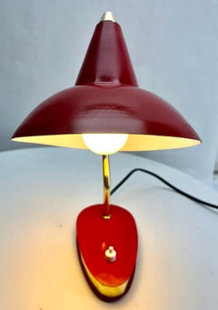 Vintage Red Adjustable Desk/Side Table Lamp  1950s
