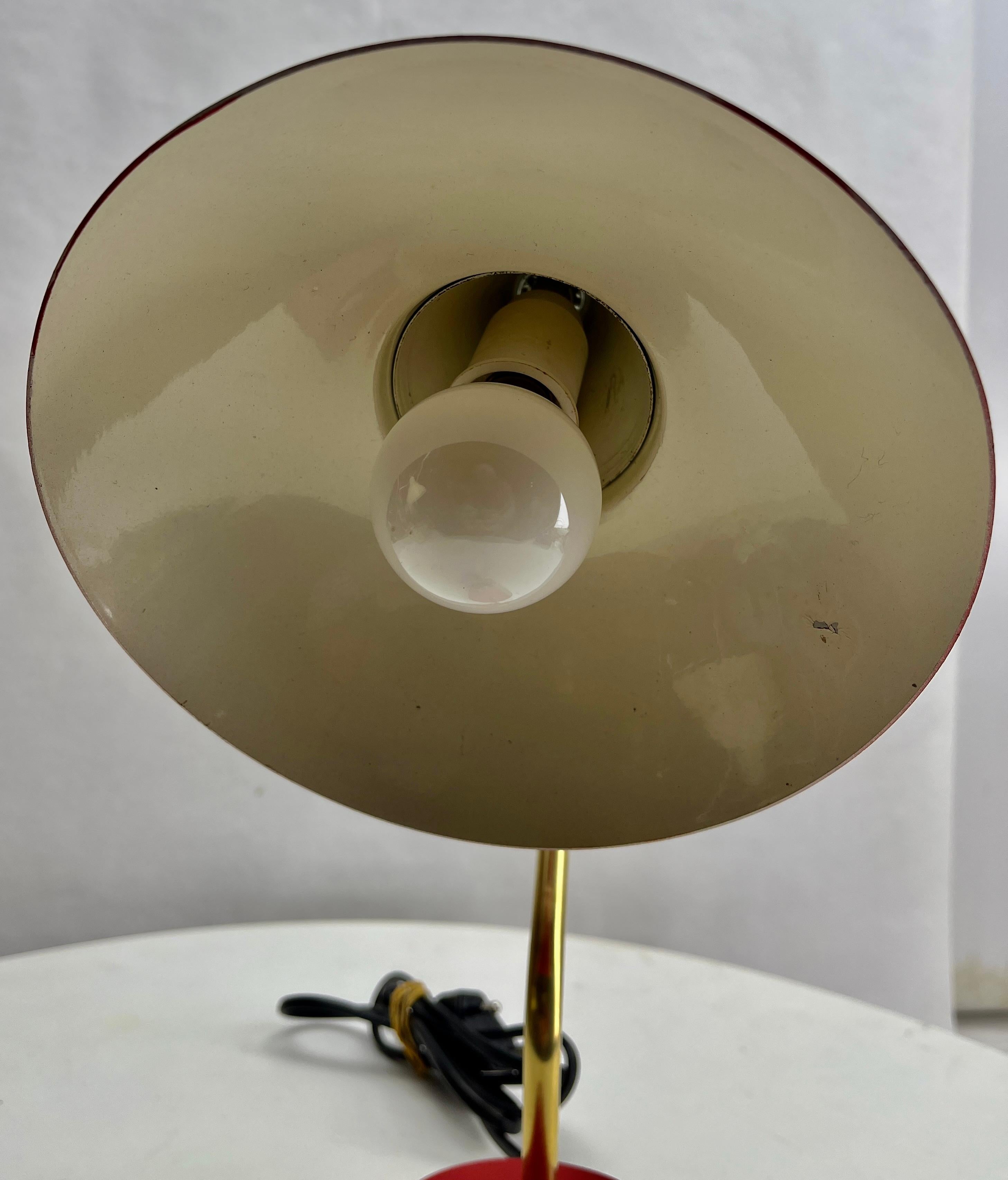 Vintage Red Adjustable Desk/Side Table Lamp  1950s For Sale 1