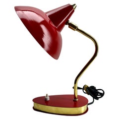 Verstellbare rote verstellbare Schreibtisch-/Beistell-Tischlampe  1950s