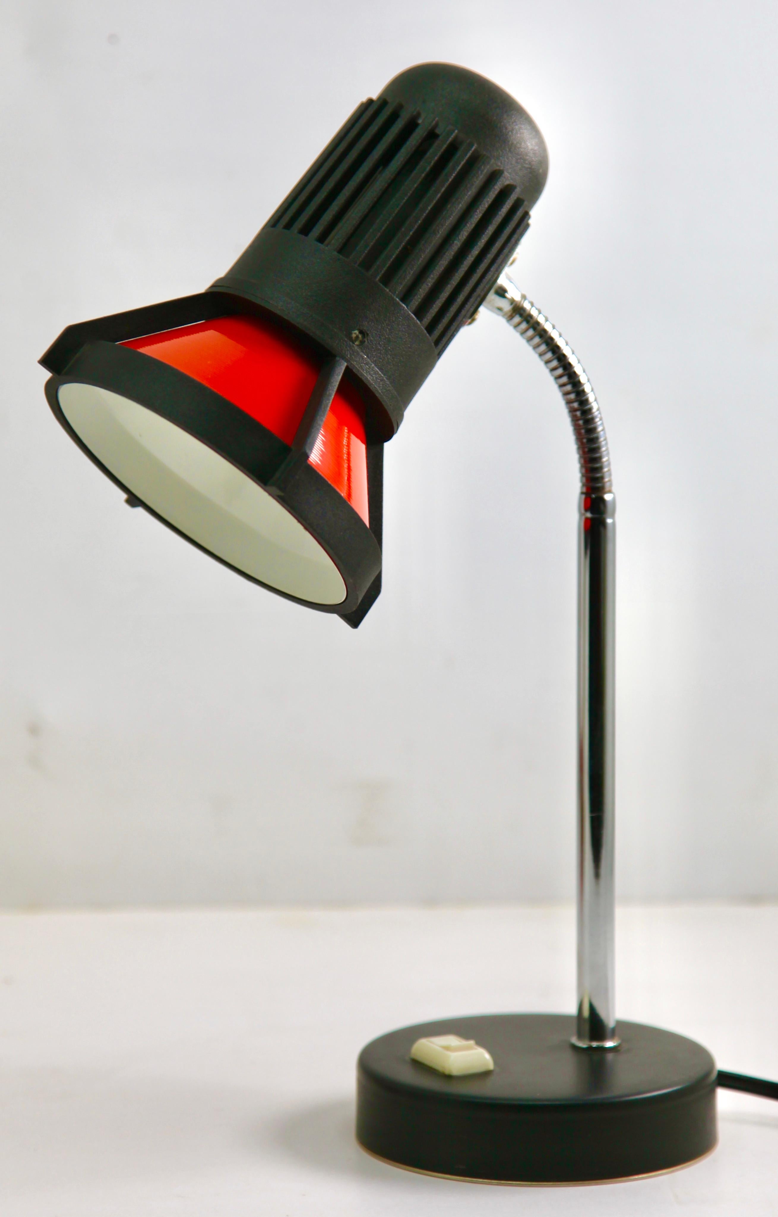 Classic compact design, this adjustable spotlight desk lamp was produced by Massive in the 1970s.
The lamp is fully original and in good condition which has been left unrestored.
In full working order and with fitting E27

Manufacturer: Massive,