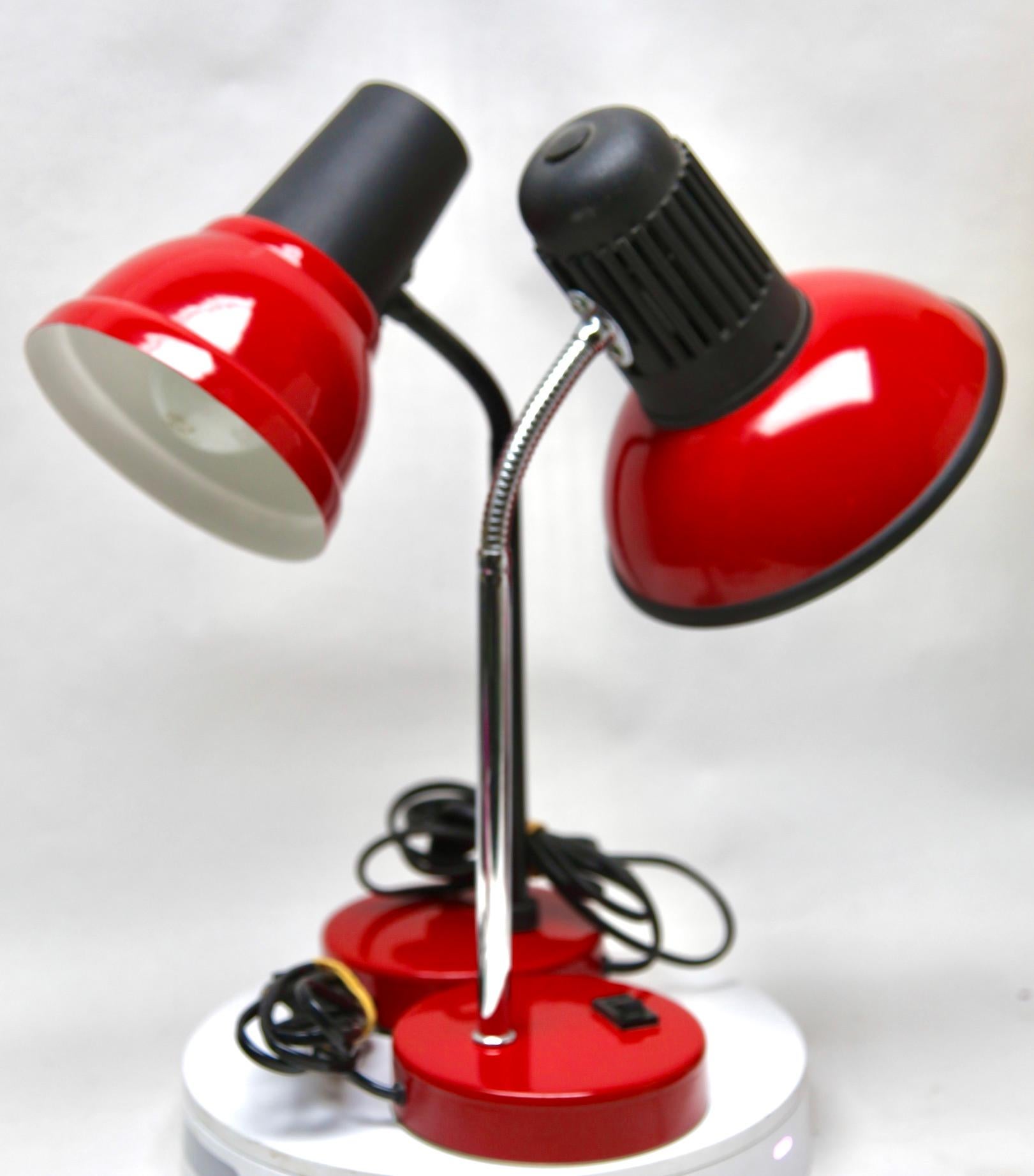 Vintage Red Adjustable Desk/Side Table Lamp by Massive Whit Label, 1970s For Sale 10