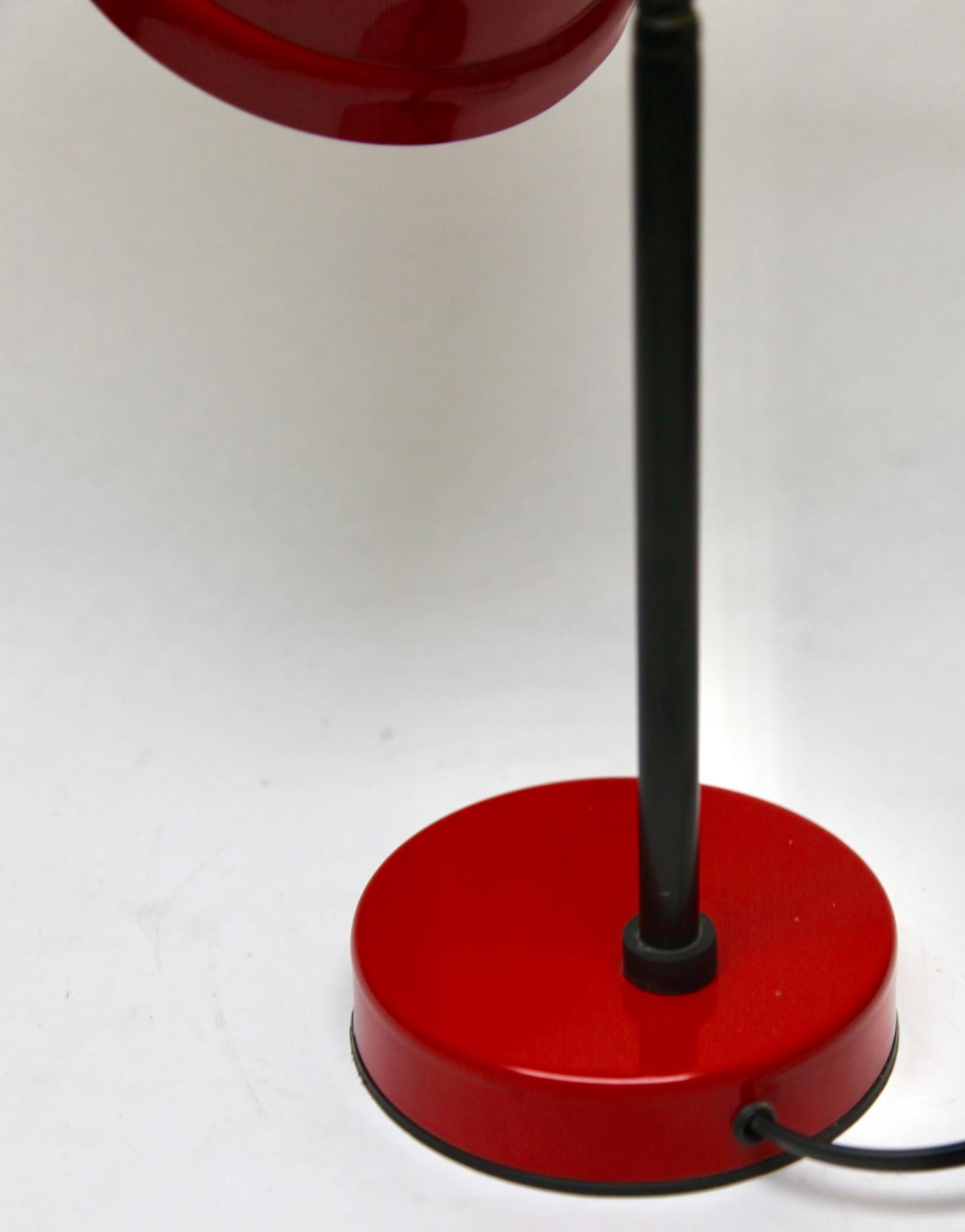 Vintage Red Adjustable Desk/Side Table Lamp by Massive Whit Label, 1970s For Sale 11