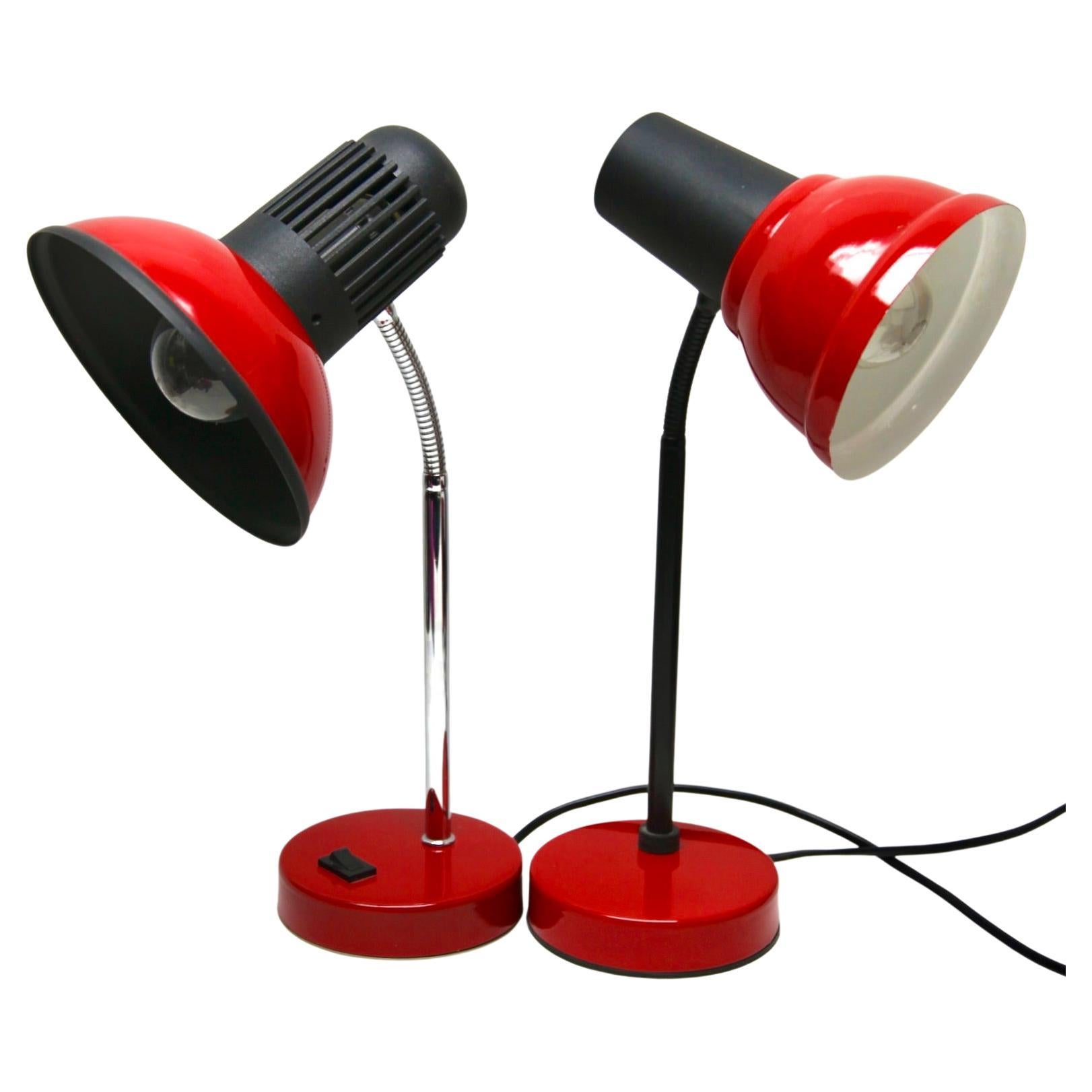 Vintage Red Adjustable Desk/Side Table Lamp by Massive Whit Label, 1970s