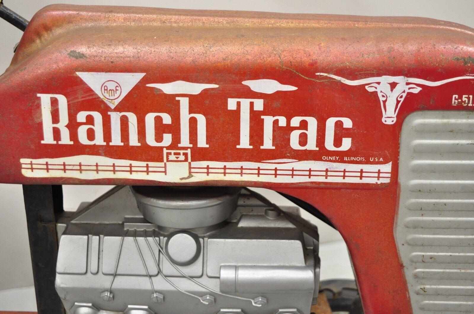 Vintage Red AMF Ranch Trac Chain Drive Pedal Toy Tractor 2
