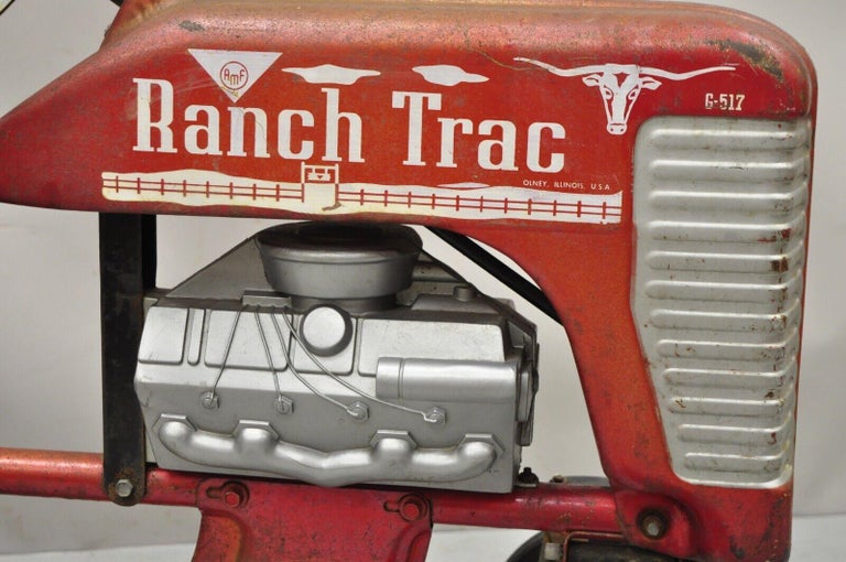 Vintage Red AMF Ranch Trac Chain Drive Pedal Toy Tractor For Sale at