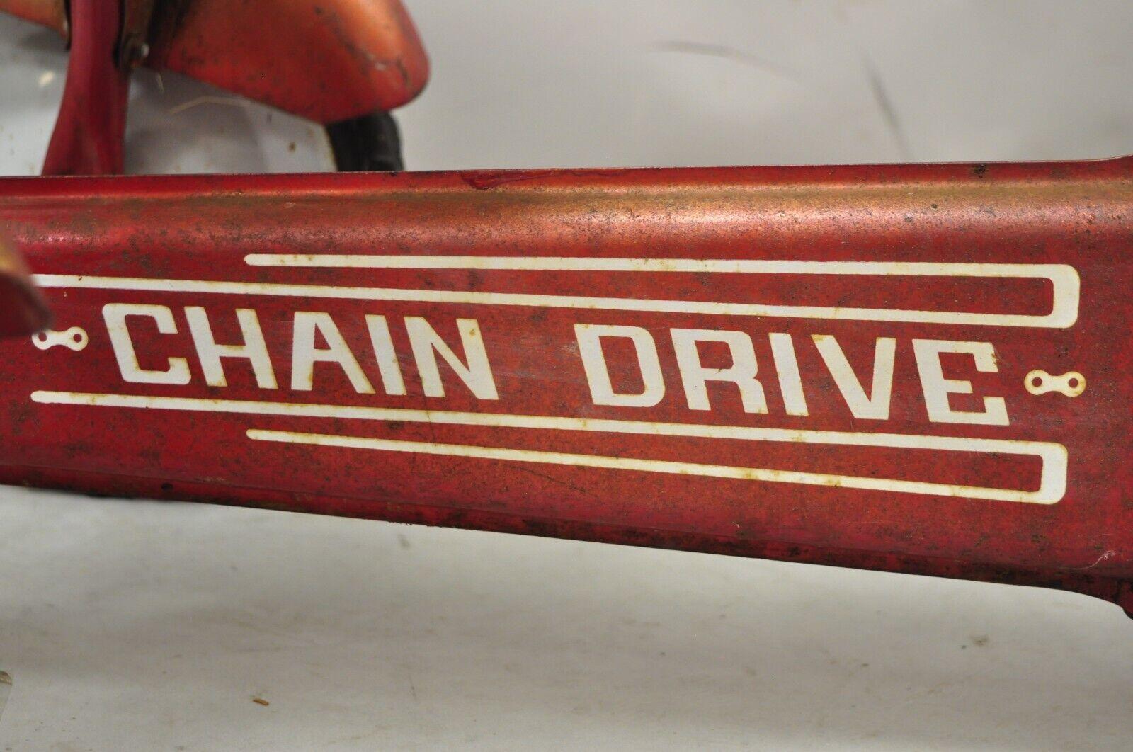 Metal Vintage Red AMF Ranch Trac Chain Drive Pedal Toy Tractor