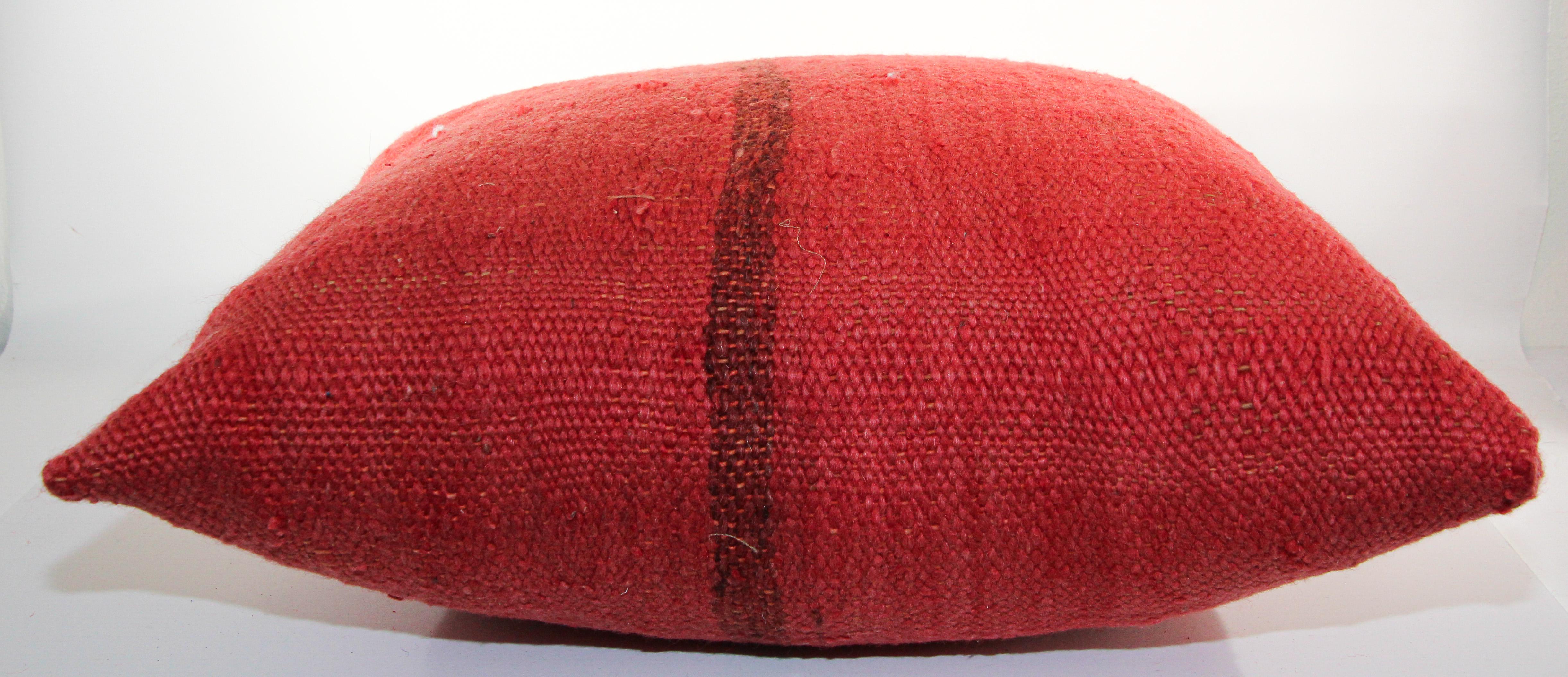 Vintage Red and Black Berber Moroccan Pillow 3