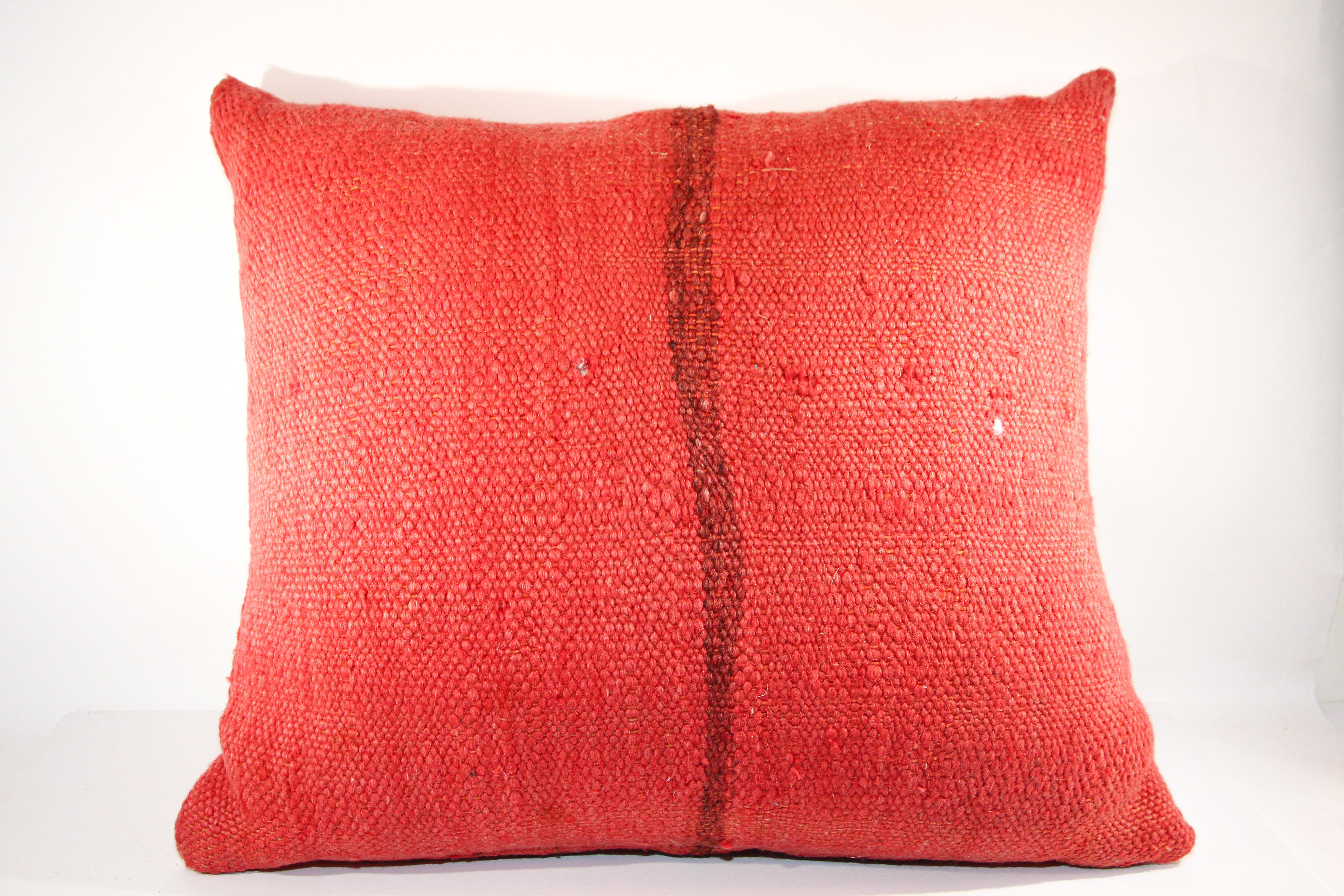 Vintage Red and Black Berber Moroccan Pillow 4