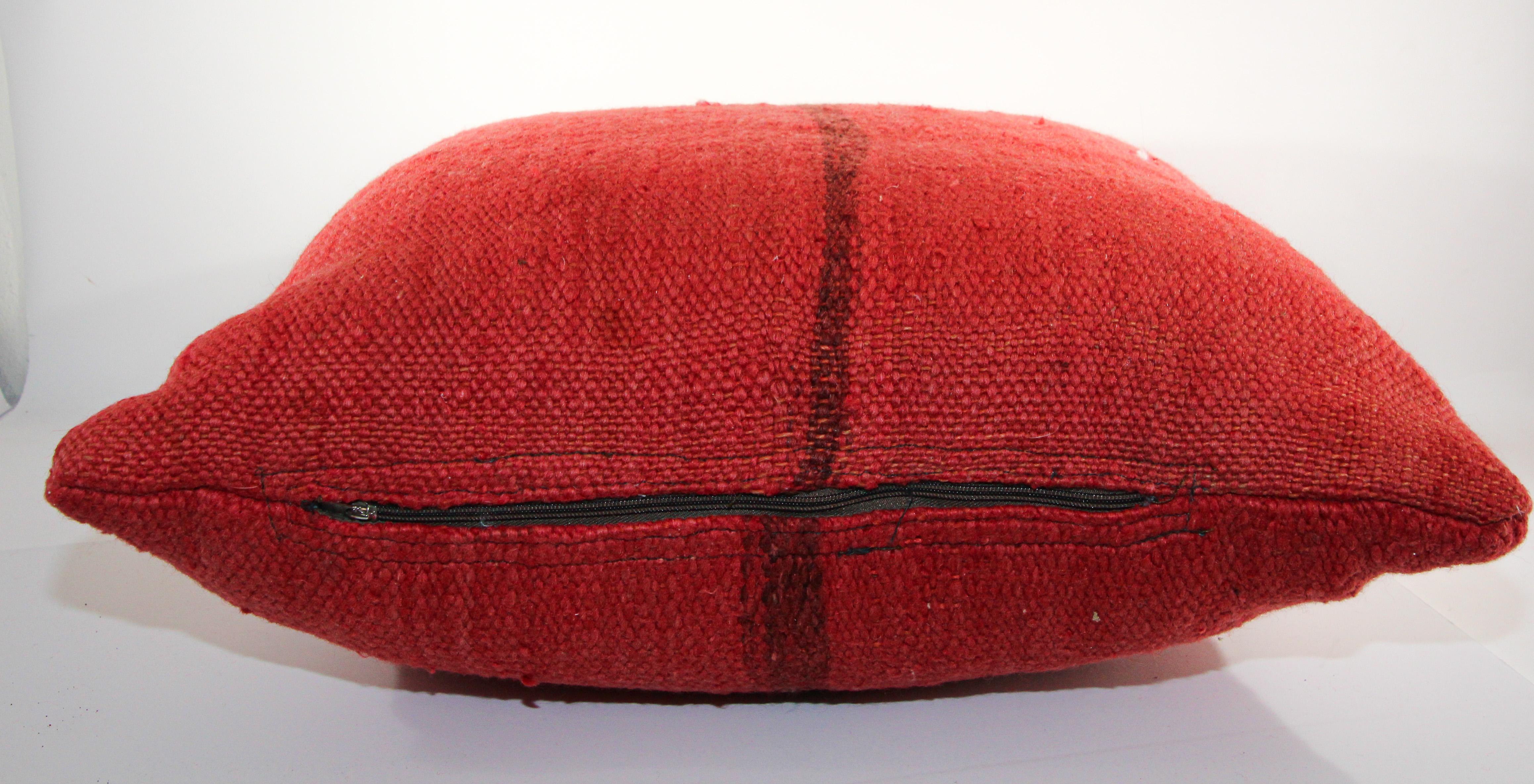 Vintage Red and Black Berber Moroccan Pillow 8