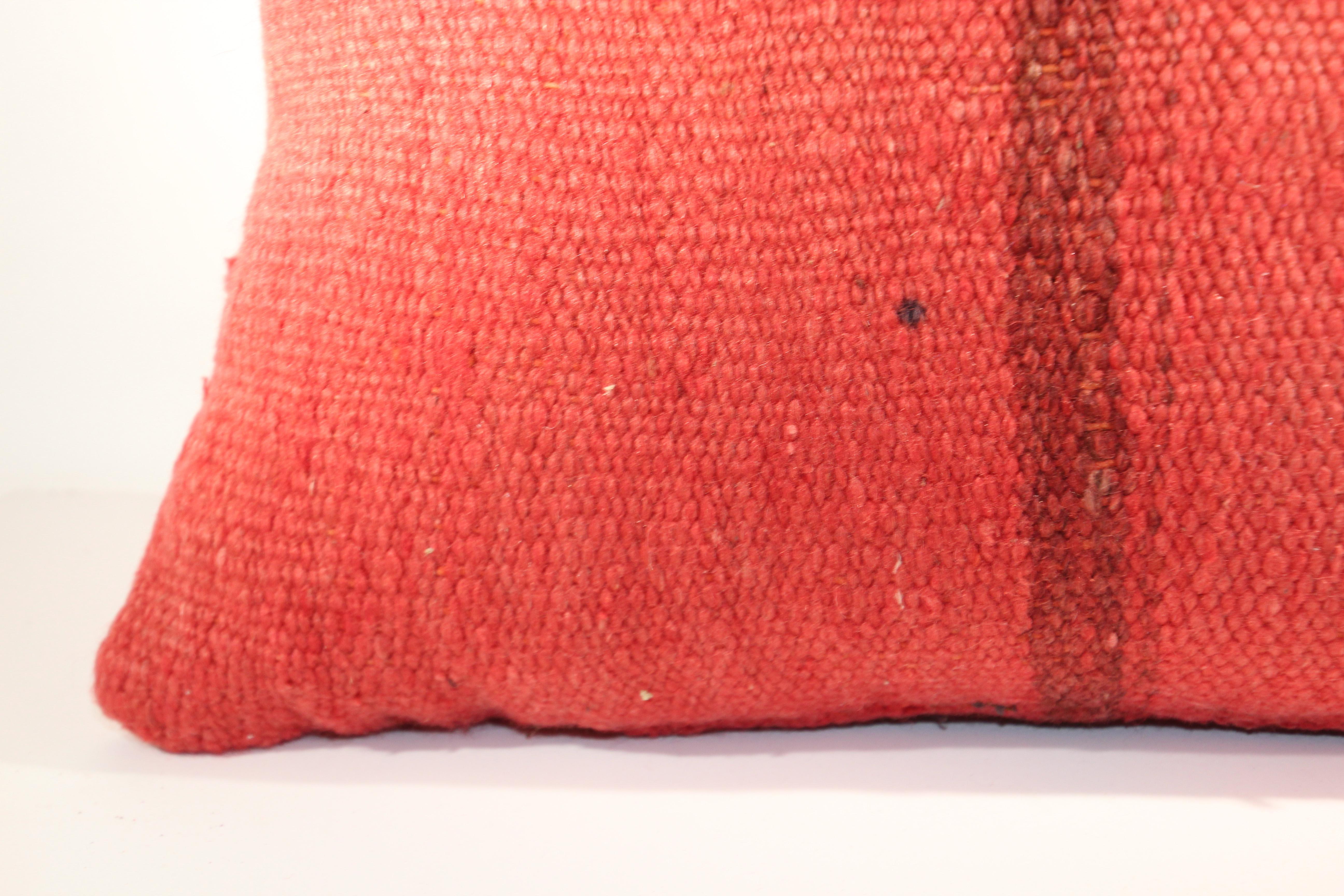 20th Century Vintage Red and Black Berber Moroccan Pillow