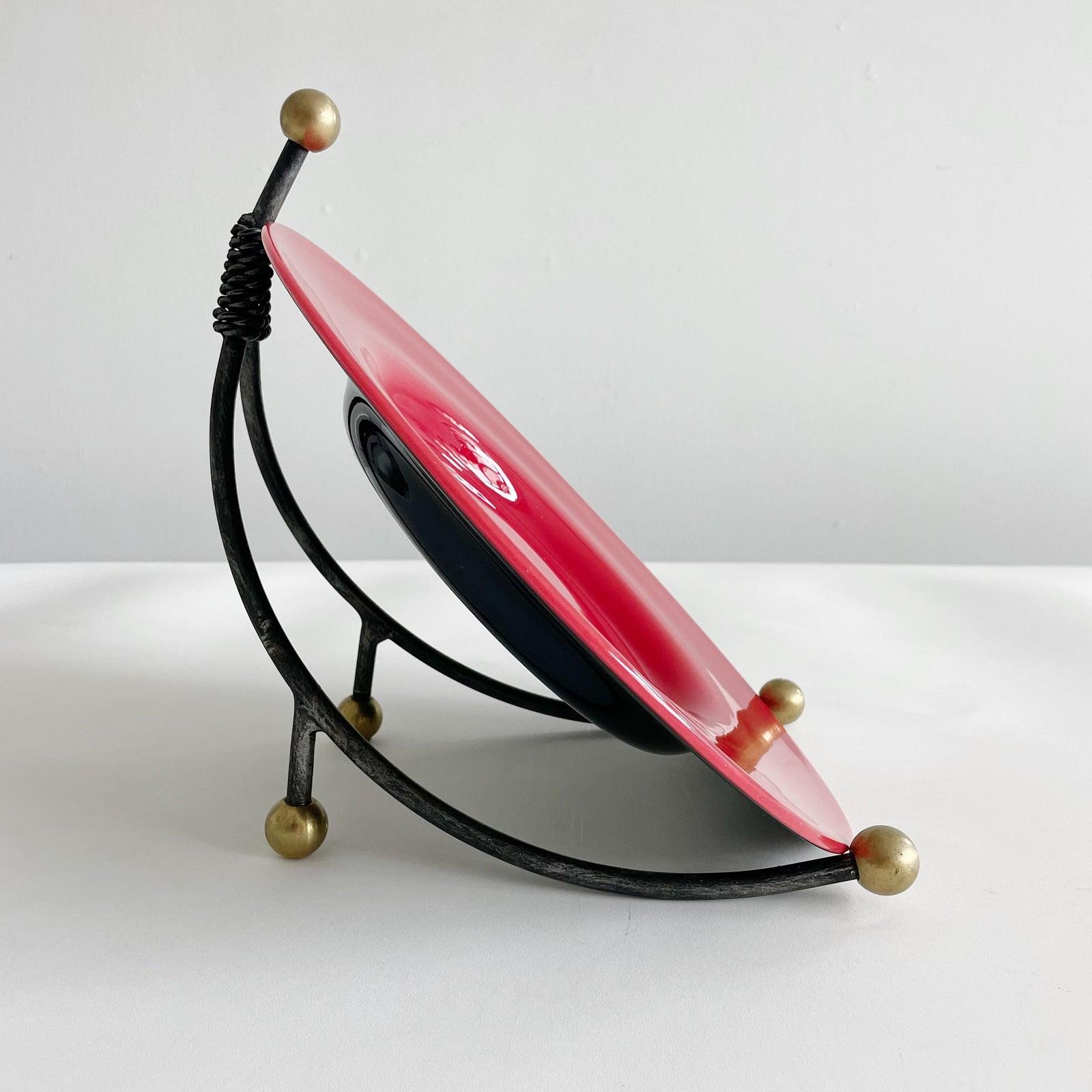 Vintage Red and Black Italian Art Glass Plate Charger In Good Condition In West Palm Beach, FL