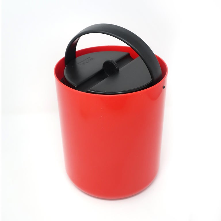 Vintage Red and Black Plastic Ice Bucket by Bodum For Sale at 1stDibs