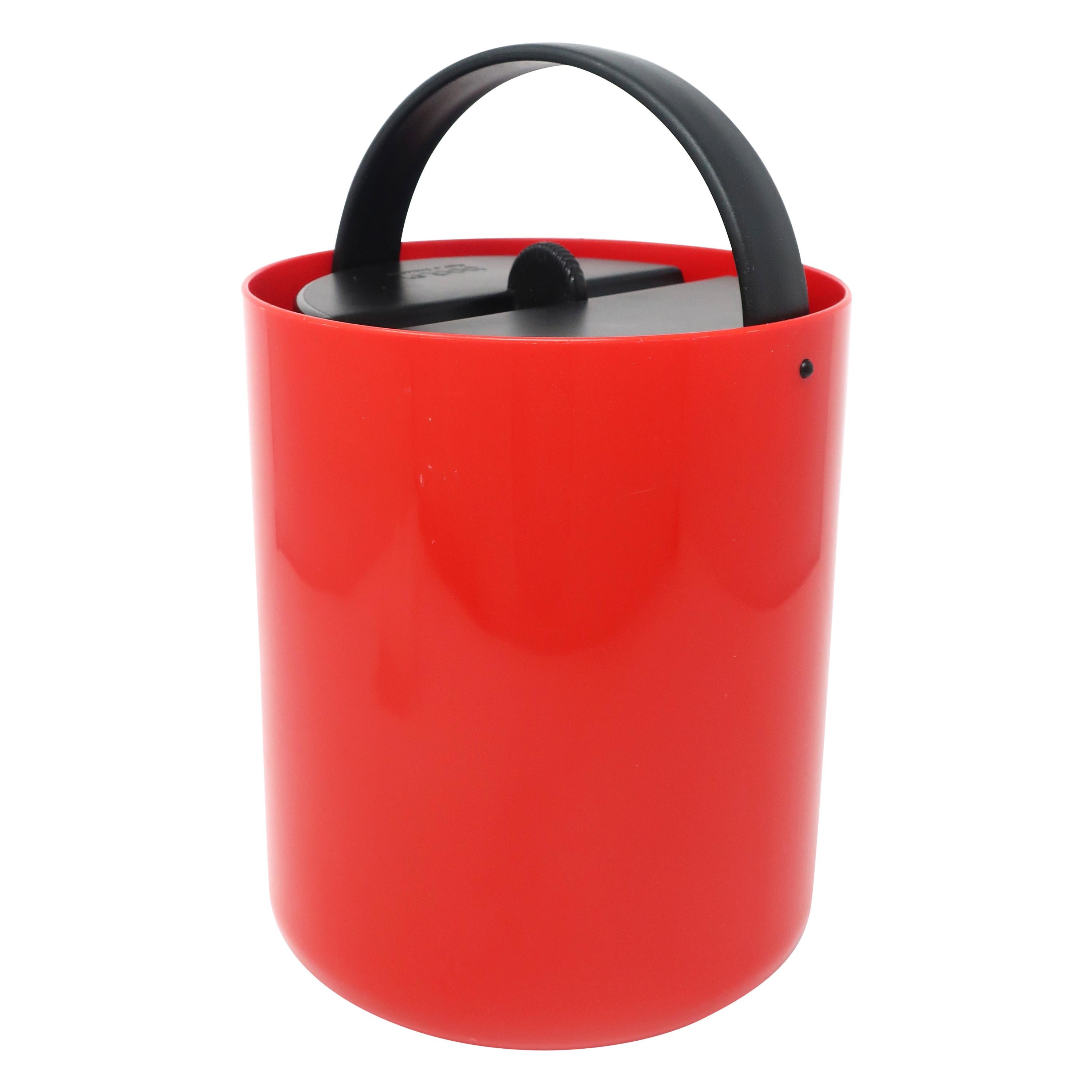 Vintage Red and Black Plastic Ice Bucket by Bodum For Sale