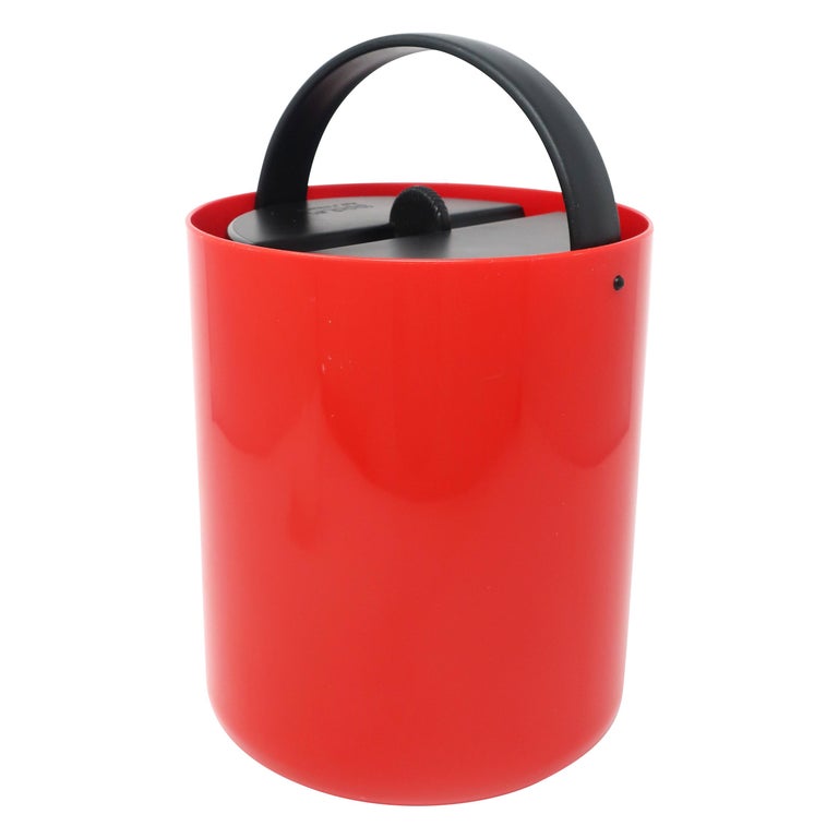 Vintage Red and Black Plastic Ice Bucket by Bodum For Sale at 1stDibs