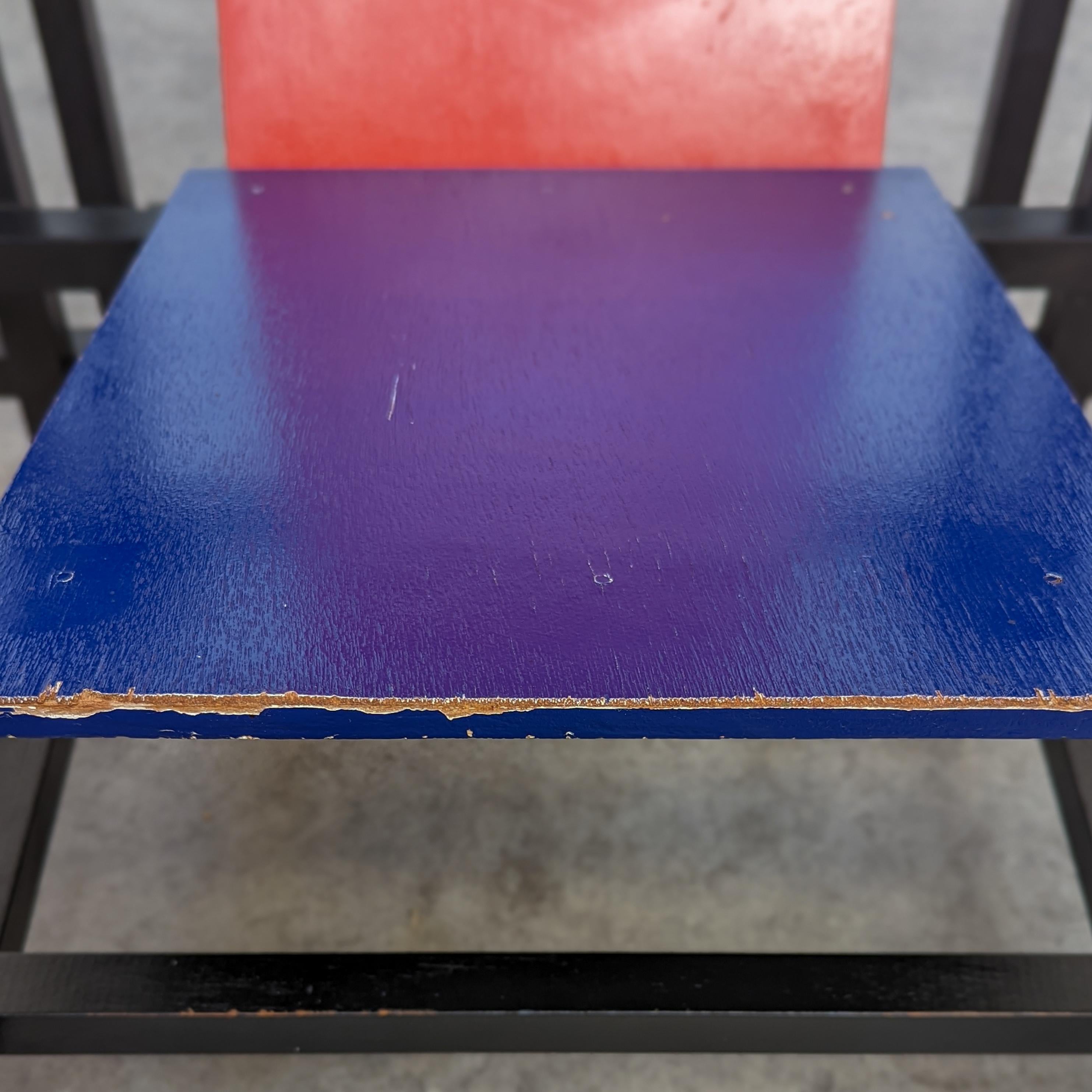 Vintage Red and Blue Chair by Gerrit Rietveld For Sale 4