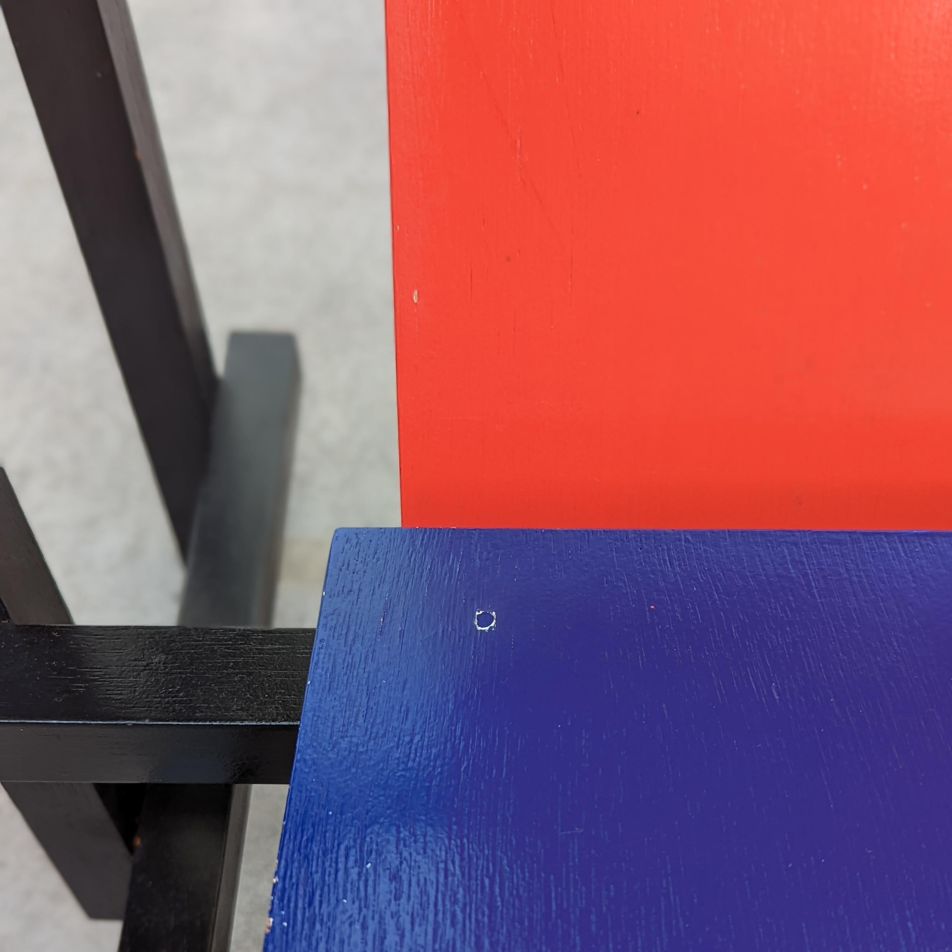 Vintage Red and Blue Chair by Gerrit Rietveld For Sale 9