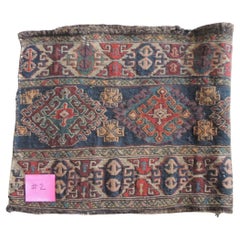 Vintage Red and Blue Kilim "Mafrash"  Rug Fragment