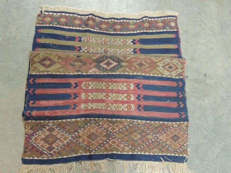 Vintage Red and Blue Kilim Rug For Sale at 1stDibs