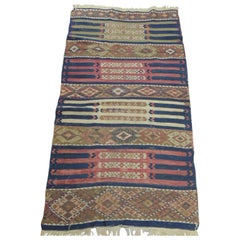 Vintage Red and Blue Kilim Rug