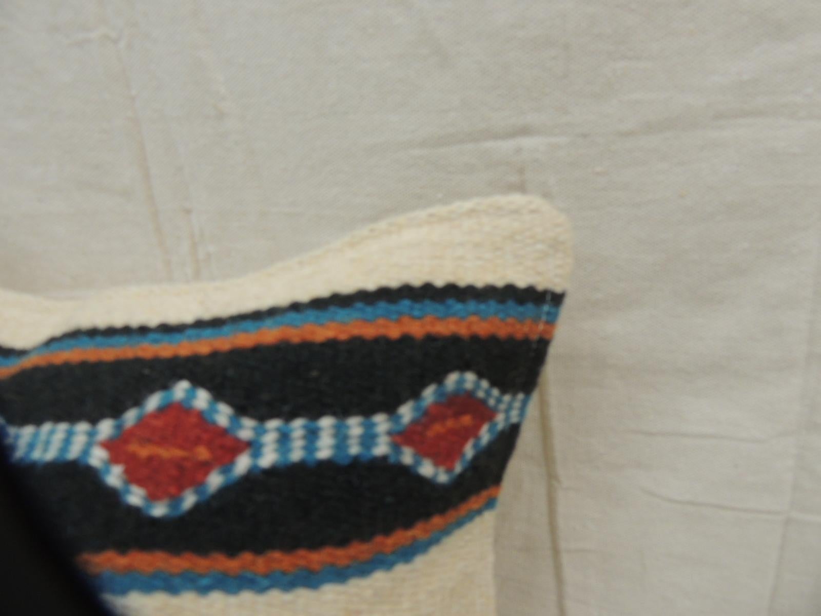 Mexican Vintage Red and Blue Navajo Style Woven Decorative Square Pillow