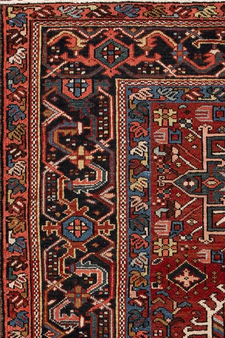 Vintage Red and Blue Persian Heriz Carpet For Sale at 1stdibs