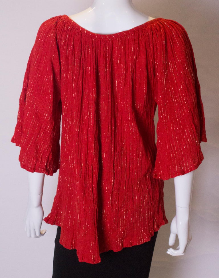 Vintage Red and Gold Summer Top at 1stDibs