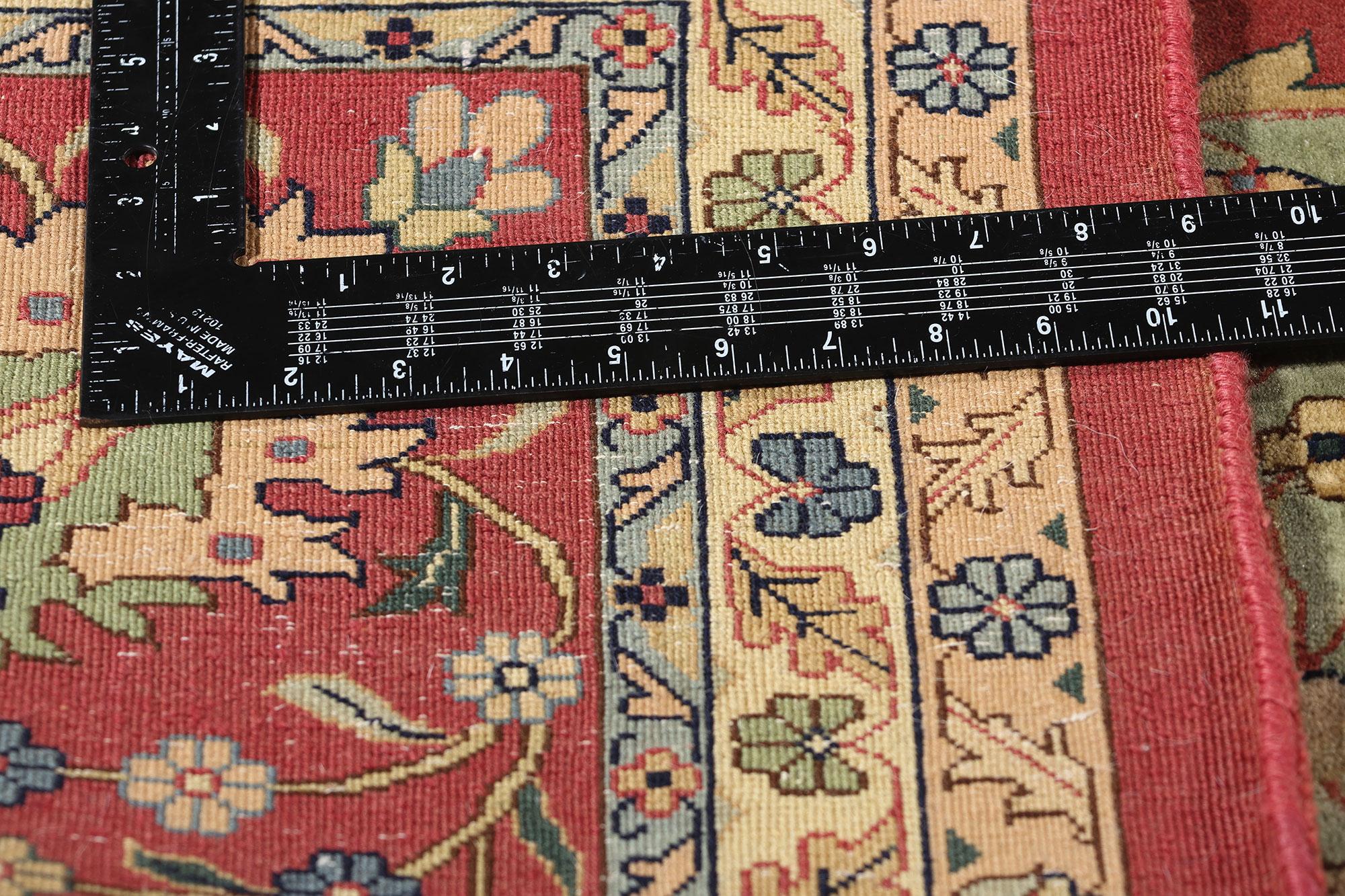 20th Century Vintage Red and Green Agra Carpet For Sale