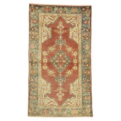 Vintage Red and Green Turkish Oushak Carpet