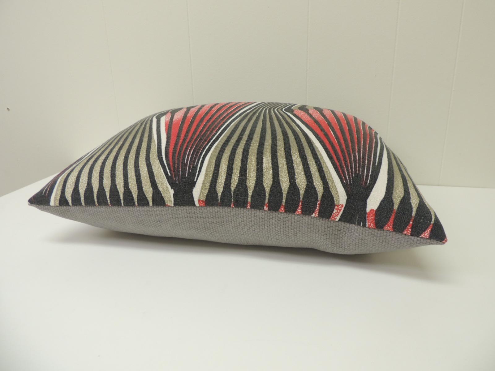 Art Deco Vintage Red and Grey Modern Swedish Decorative Bolster Pillow