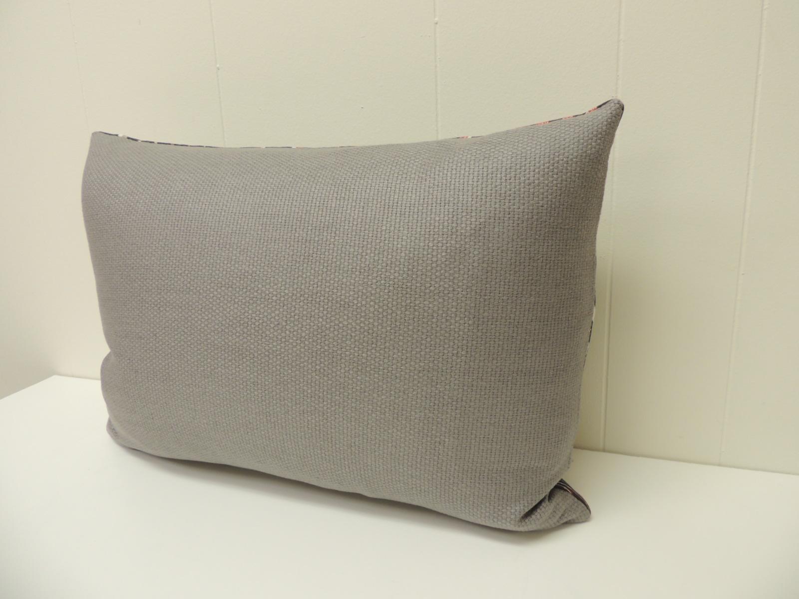 Hand-Crafted Vintage Red and Grey Modern Swedish Decorative Bolster Pillow