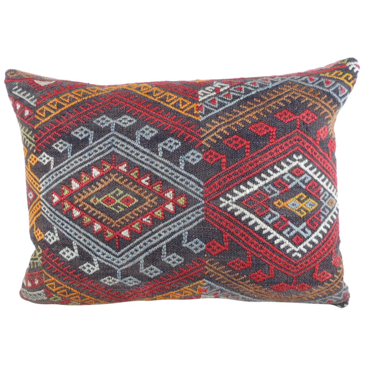 Vintage Red and Orange Woven Kilim Bolster Decorative Pillow For Sale at 1stDibs orange red