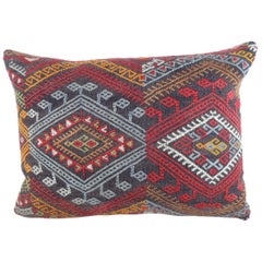 Vintage Red and Orange Woven Kilim Bolster Decorative Pillow