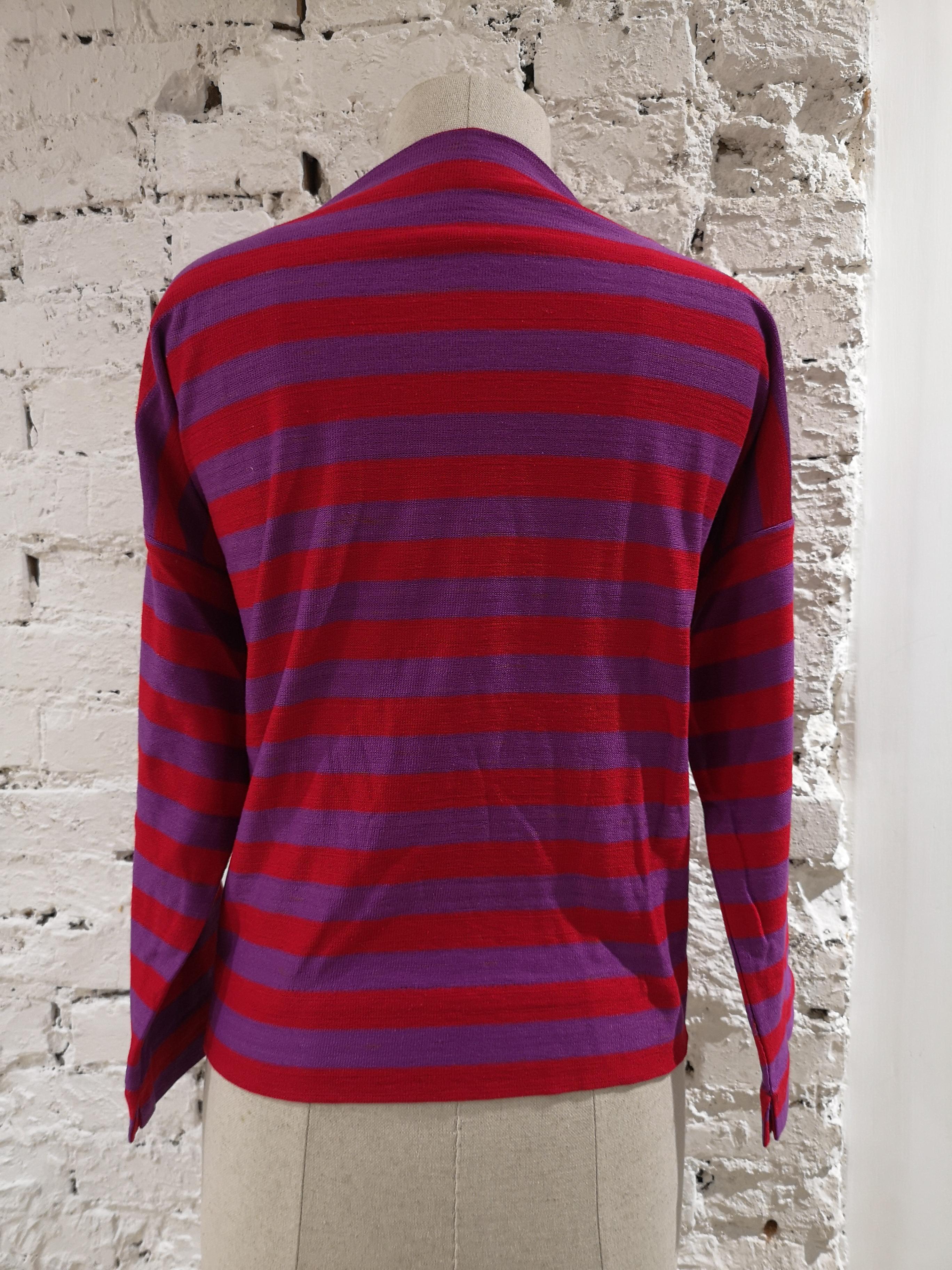 Vintage red and purple stripes t-shirt sweater In Excellent Condition In Capri, IT