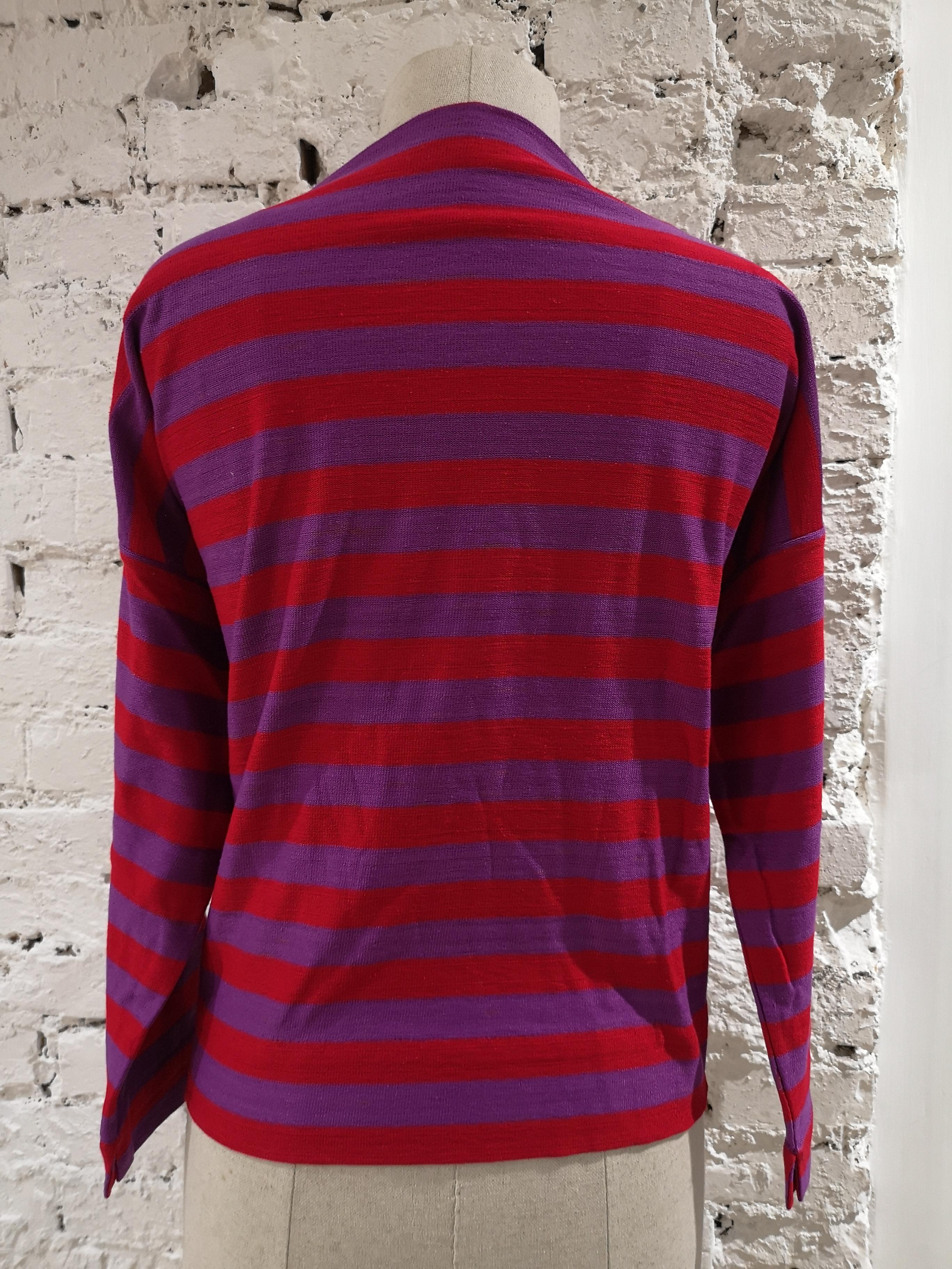 Women's Vintage red and purple stripes t-shirt sweater
