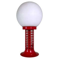 Retro Red and White Modernist Globe Table Lamp