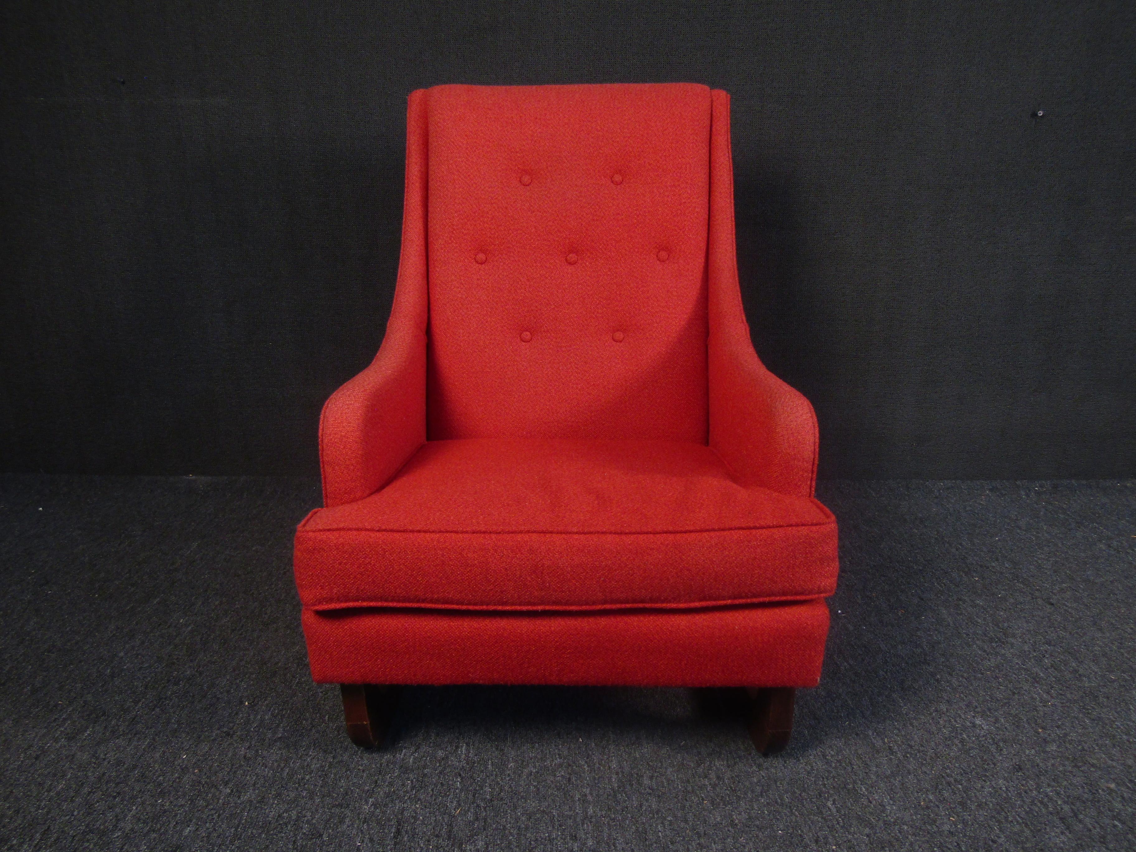 Mid-Century Modern Vintage Red Armchair in the Style of Adrian Pearsall For Sale