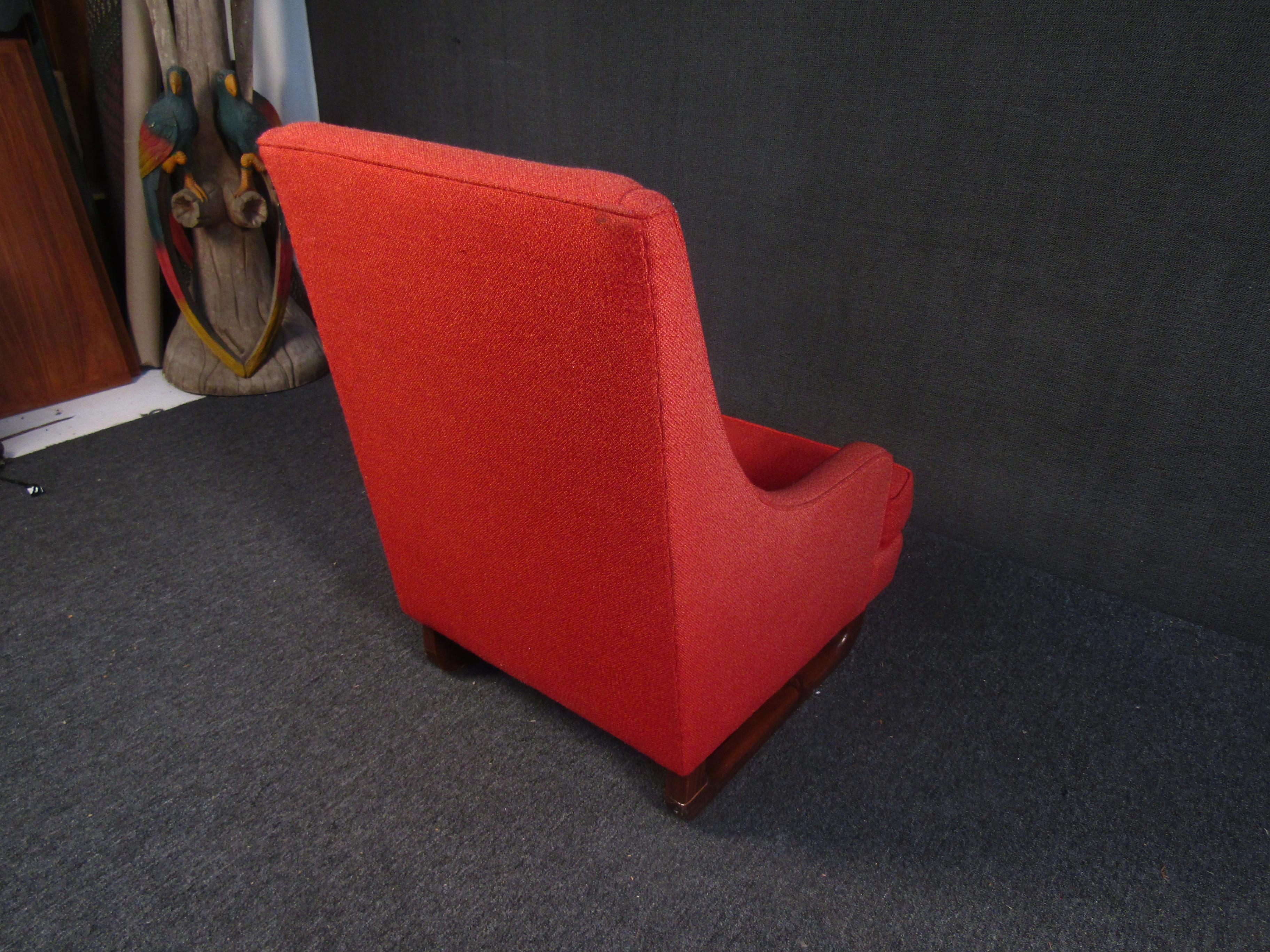 Upholstery Vintage Red Armchair in the Style of Adrian Pearsall For Sale