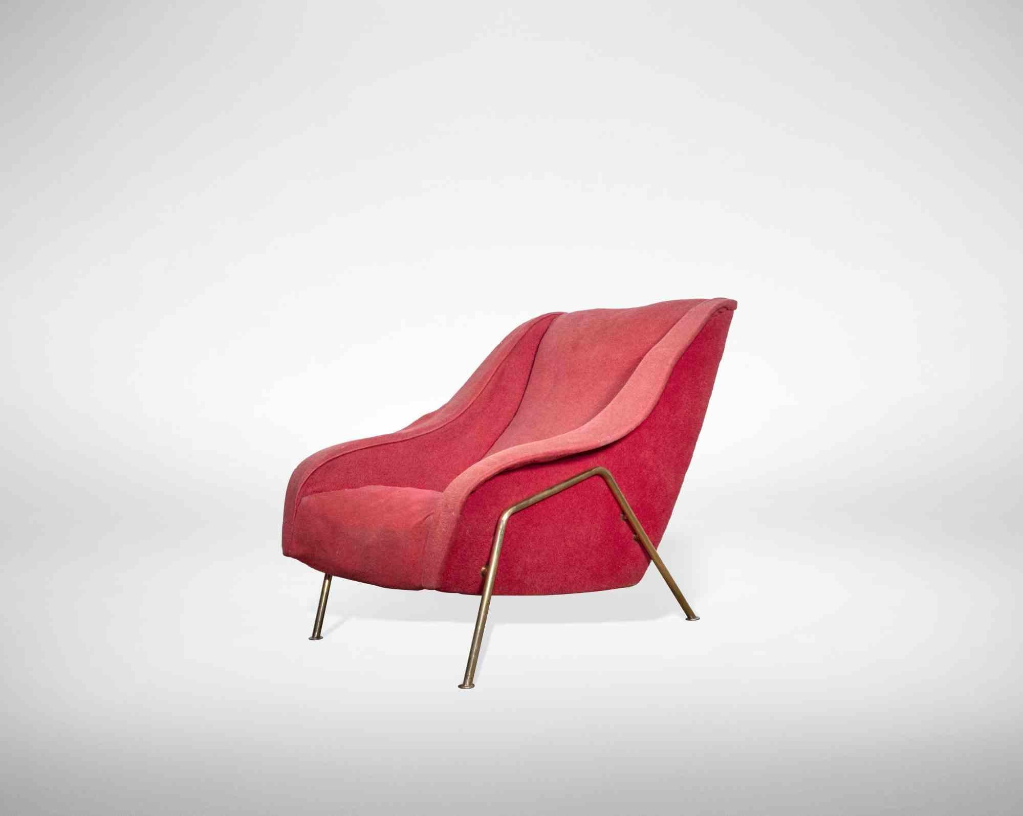 Italian Vintage Red Armchair, Italy, 1950s For Sale