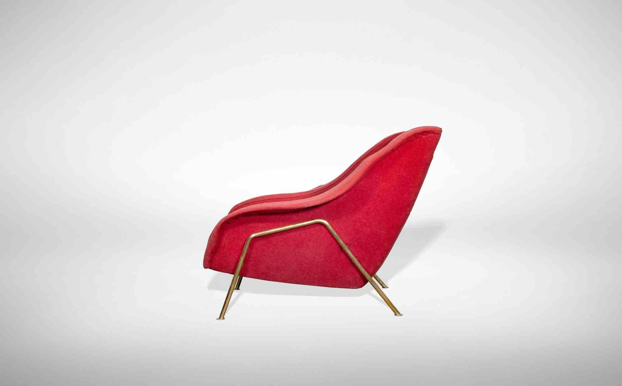 Roter Sessel im Vintage-Stil, Italien, 1950er Jahre im Zustand „Gut“ im Angebot in Roma, IT