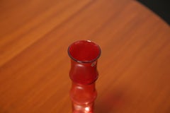 Jarrón vintage de cristal de bambú rojo de Bo Borgstrom para Aseda Glasbruk, años 60