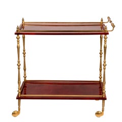 Vintage Red Bar Cart by Aldo Tura