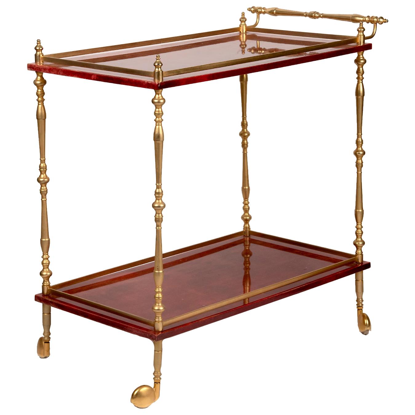 Vintage Red Bar Cart by Aldo Tura
