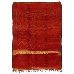 Vintage Red Beni M'Guild Carpet, Berber Moroccan Rug with Modern Tribal Style